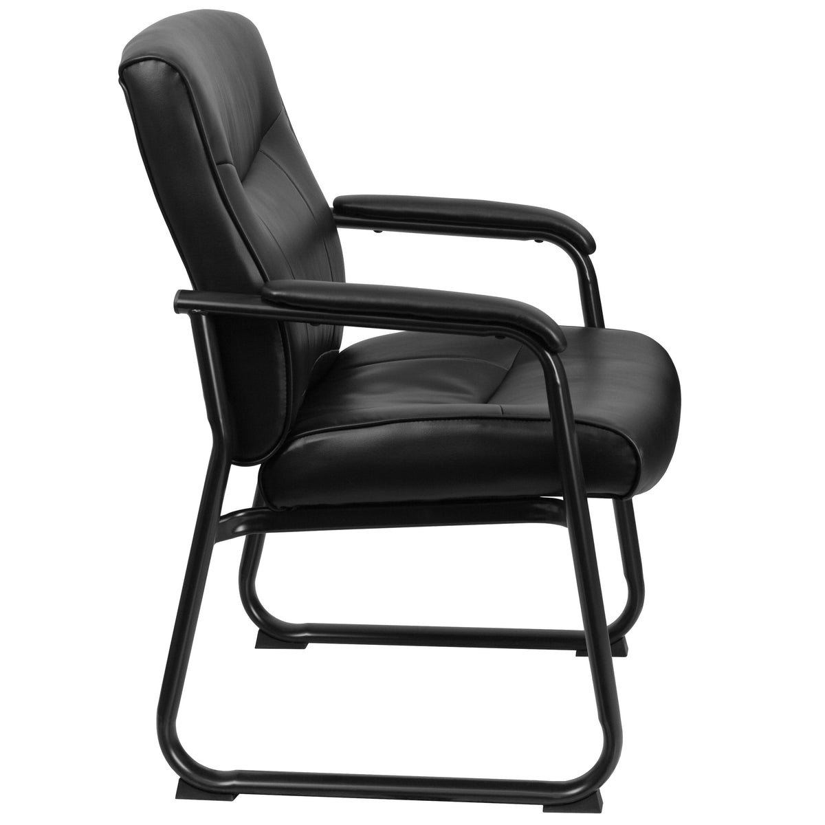 Big & Tall 500 lb. Rated Black LeatherSoft Executive Reception Chair-Sled Base