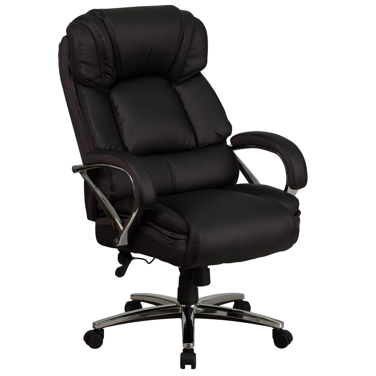 Big & Tall 500 lb. Rated Black LeatherSoft Ergonomic Office Chair w/ Chrome Base