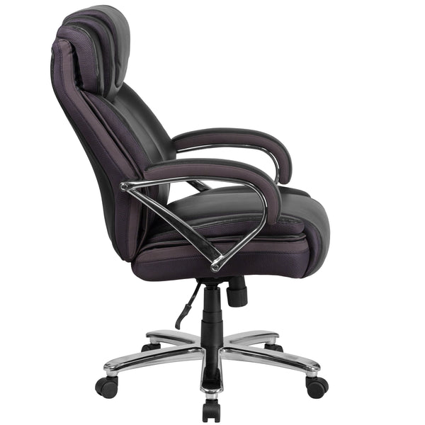 Black |#| Big & Tall 500 lb. Rated Black LeatherSoft Swivel Office Chair w/Extra Wide Seat