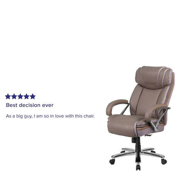 Taupe |#| Big & Tall 500 lb. Rated Taupe LeatherSoft Swivel Office Chair w/Extra Wide Seat