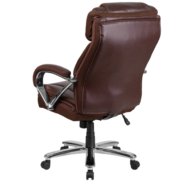 Brown |#| Big & Tall 500 lb. Rated Brown LeatherSoft Swivel Office Chair w/Extra Wide Seat