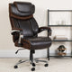 Brown |#| Big & Tall 500 lb. Rated Brown LeatherSoft Ergonomic Chair w/Adjustable Headrest