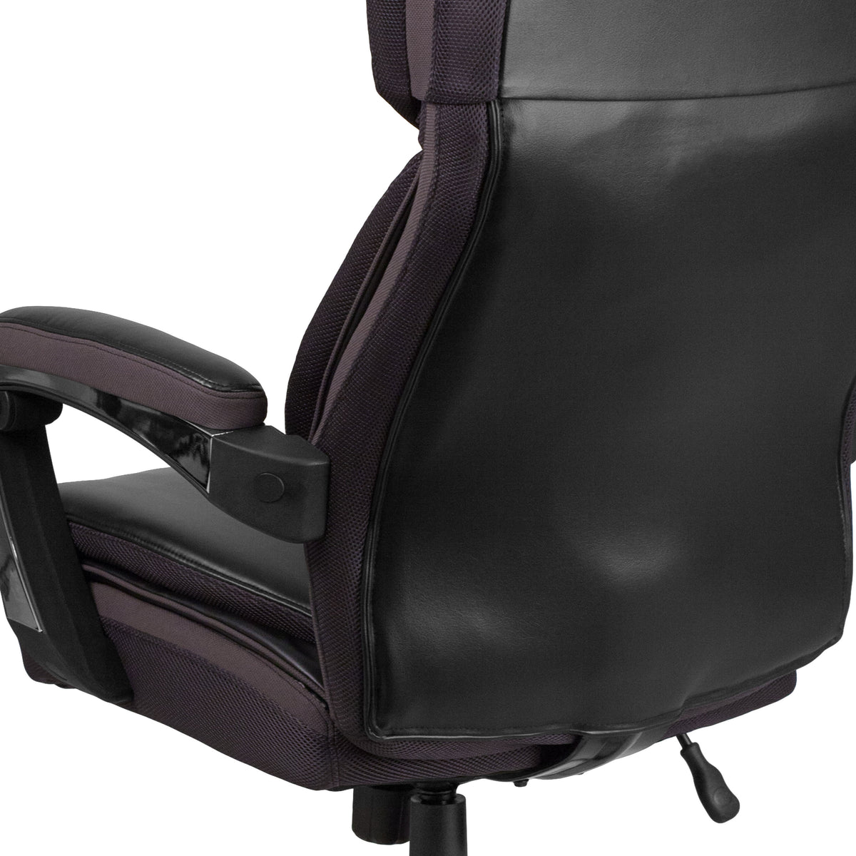 Black |#| Big & Tall 500 lb. Rated Black LeatherSoft Ergonomic Chair w/Adjustable Headrest