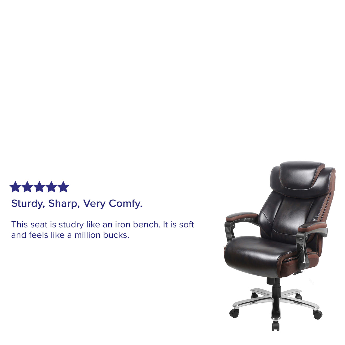 Brown |#| Big & Tall 500 lb. Rated Brown LeatherSoft Ergonomic Chair w/Adjustable Headrest