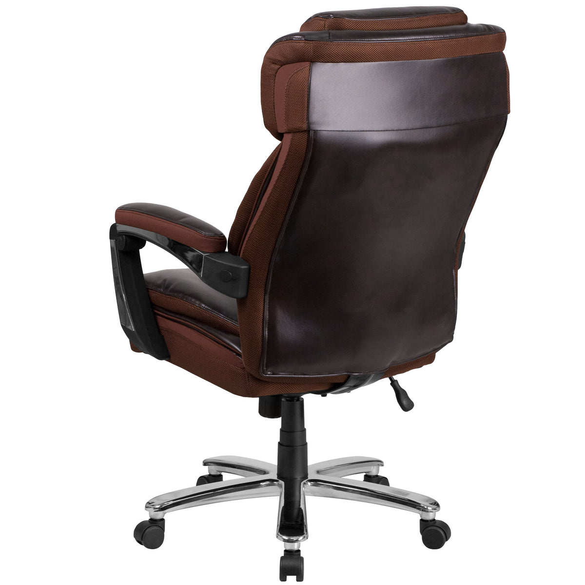 Brown |#| Big & Tall 500 lb. Rated Brown LeatherSoft Ergonomic Chair w/Adjustable Headrest