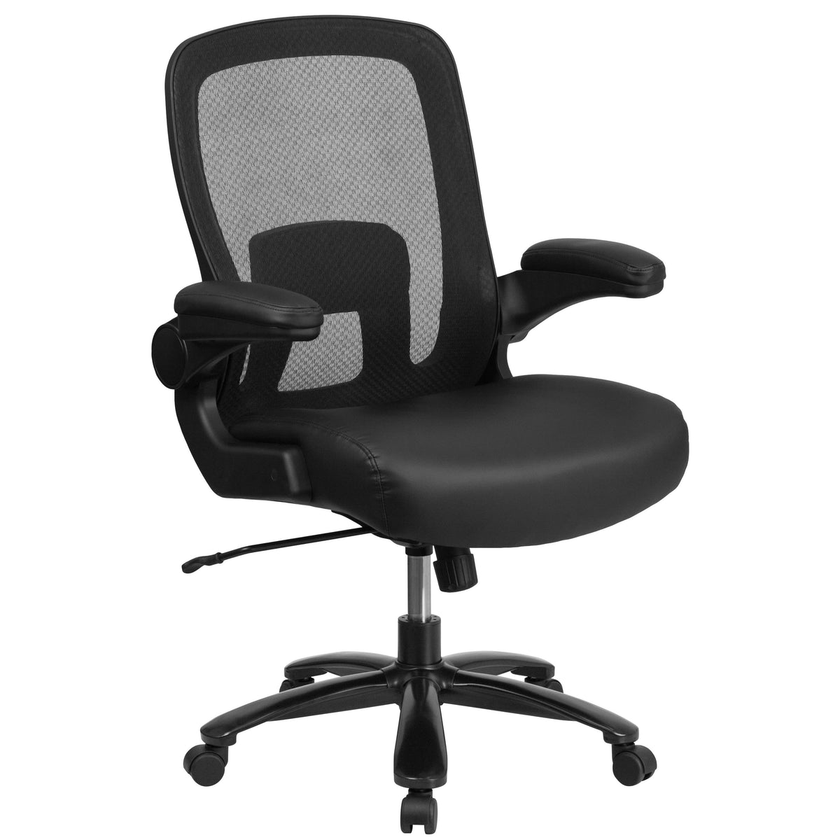 Black LeatherSoft |#| Big & Tall 500 lb. Rated Black Mesh/LeatherSoft Ergonomic Chair