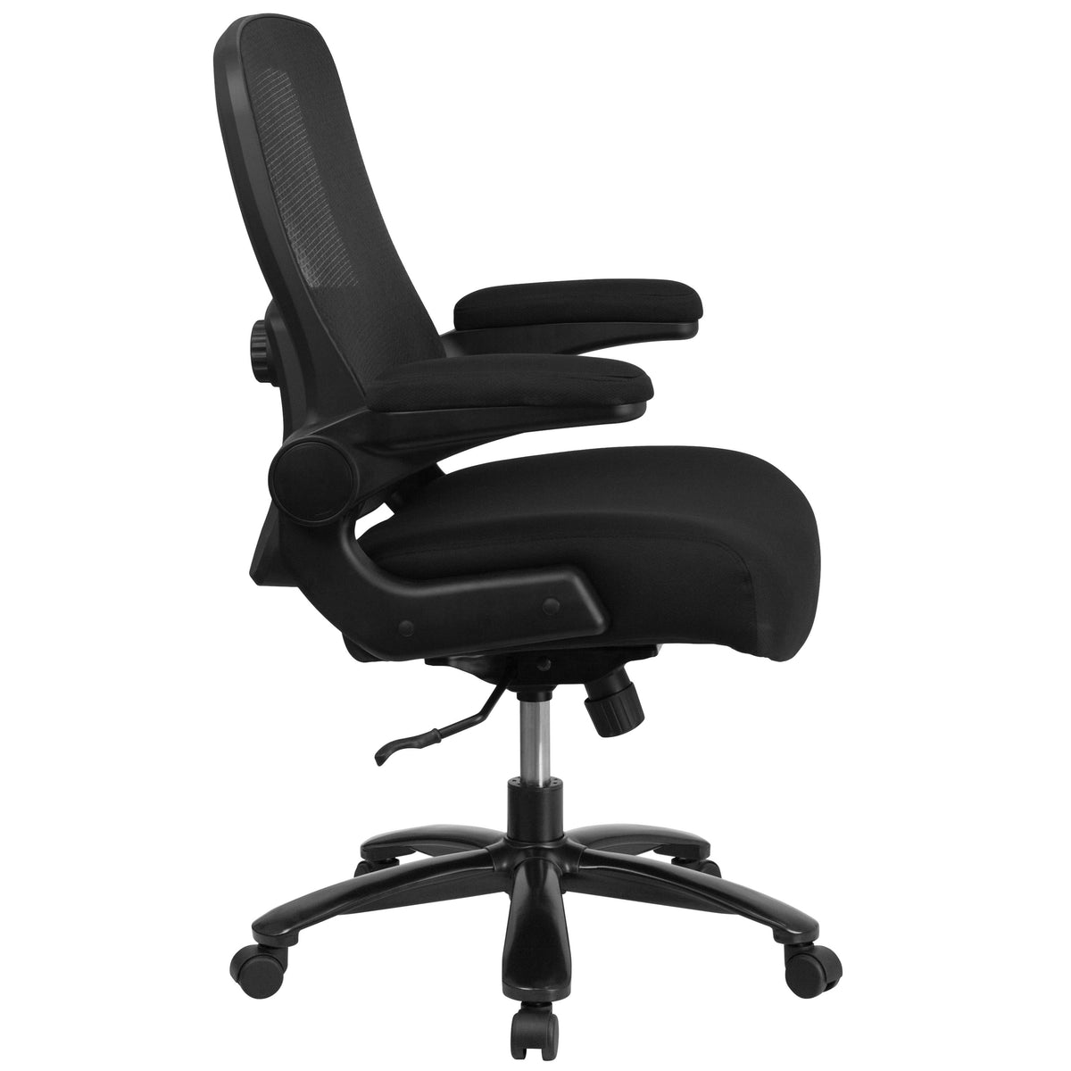 Black Fabric |#| Big & Tall 500 lb. Rated Black Mesh/Fabric Ergonomic Chair w/ Adjustable Lumbar