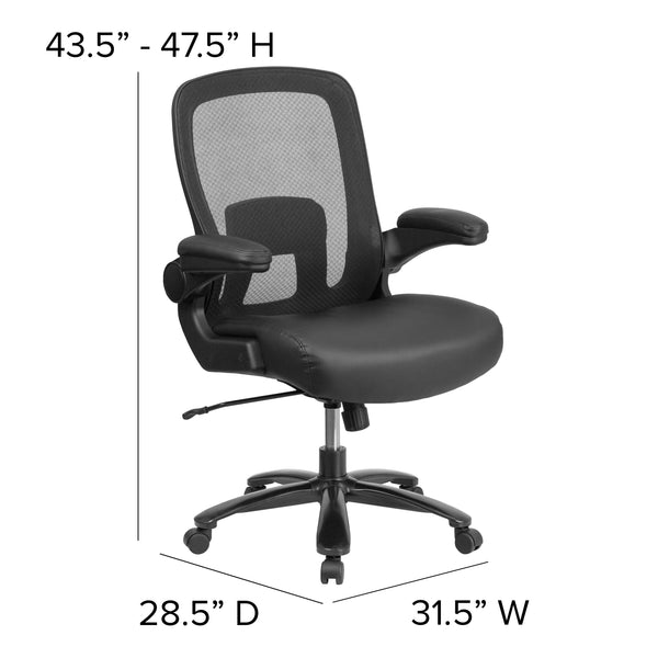 Black LeatherSoft |#| Big & Tall 500 lb. Rated Black Mesh/LeatherSoft Ergonomic Chair