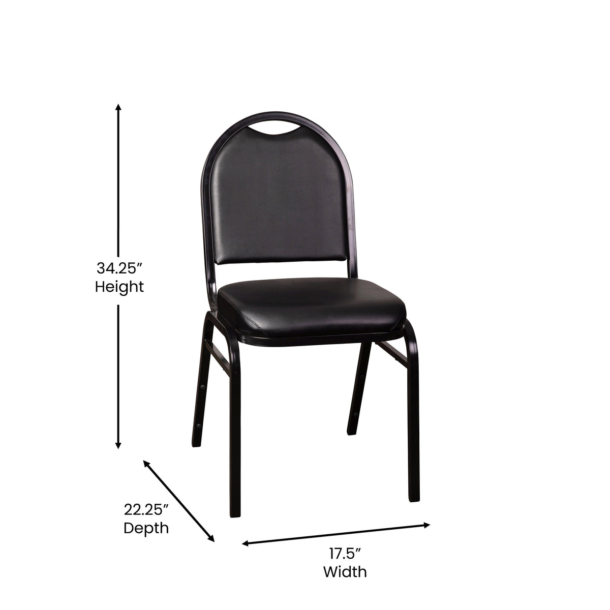 Black Vinyl/Black Frame |#| Commercial Dome Back Stacking Banquet Chair - Black Vinyl/Black Frame