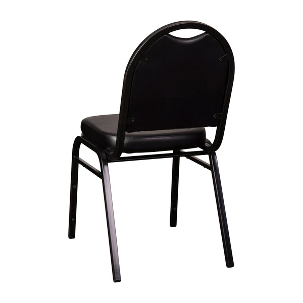 Black Vinyl/Black Frame |#| Commercial Dome Back Stacking Banquet Chair - Black Vinyl/Black Frame