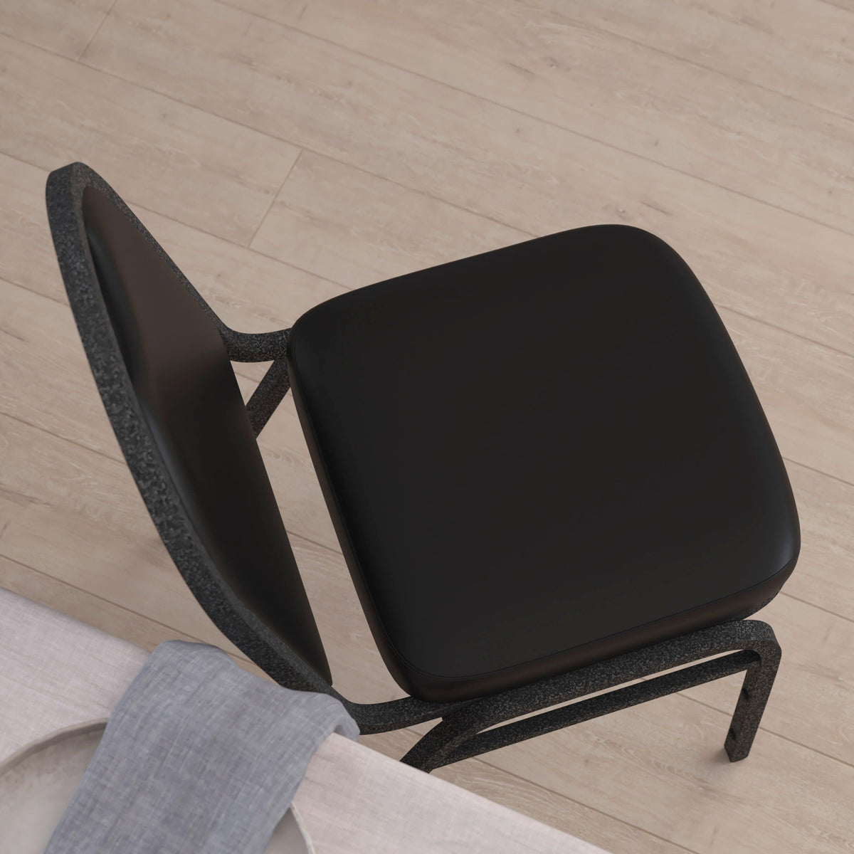 Black Vinyl/Silver Vein Frame |#| Commercial Dome Back Stacking Banquet Chair - Black Vinyl/Silver Vein Frame