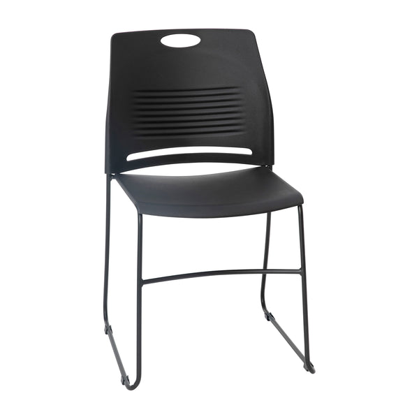 Black |#| Commercial Grade 660 LB. Capacity Plastic Stack Chair with Steel Sled Base-Black