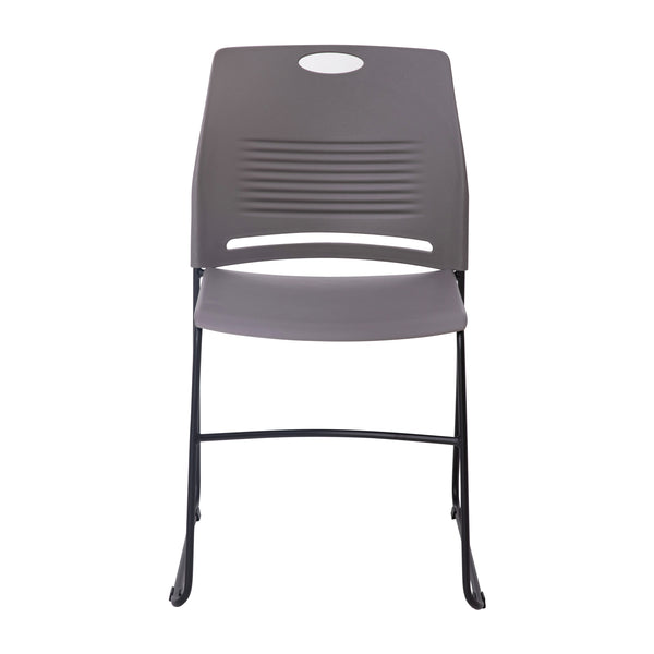 Gray |#| Commercial Grade 660 LB. Capacity Plastic Stack Chair with Steel Sled Base-Gray