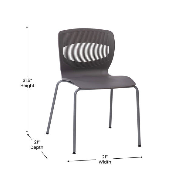 Gray |#| Commercial Grade 770 LB. Capacity Plastic Stack Chair with Lumbar Support-Gray