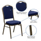 Navy Blue Dot Patterned Fabric/Gold Vein Frame |#| Crown Back Banquet Stack Chair in Navy Blue Dot Patterned Fabric-Gold Vein Frame