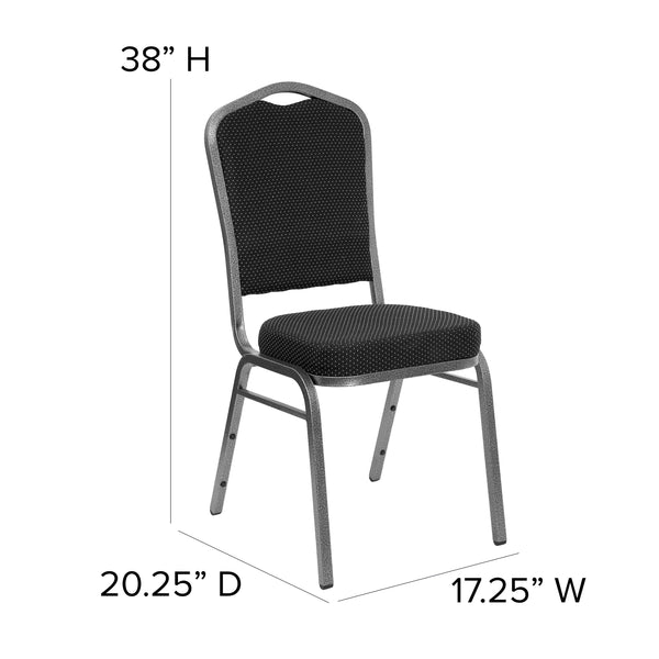 Navy Blue Dot Patterned Fabric/Gold Vein Frame |#| Crown Back Banquet Stack Chair in Navy Blue Dot Patterned Fabric-Gold Vein Frame
