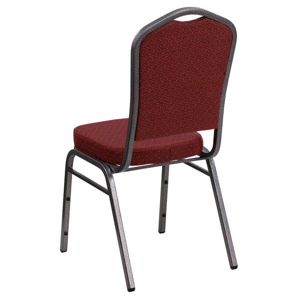 Brown Patterned Fabric/Gold Vein Frame |#| Crown Back Stacking Banquet Chair in Brown Patterned Fabric - Gold Vein Frame