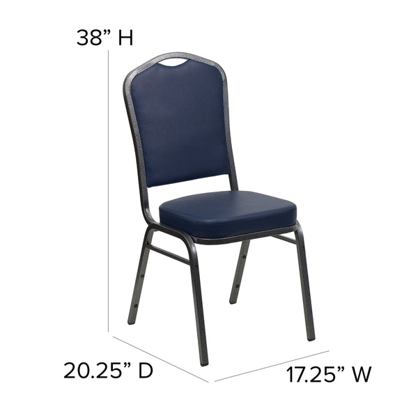 Black Patterned Fabric/Silver Vein Frame |#| Crown Back Stacking Banquet Chair in Black Patterned Fabric - Silver Vein Frame