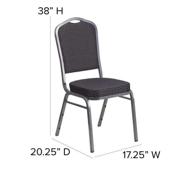 Brown Patterned Fabric/Copper Vein Frame |#| Crown Back Stacking Banquet Chair in Brown Patterned Fabric - Copper Vein Frame