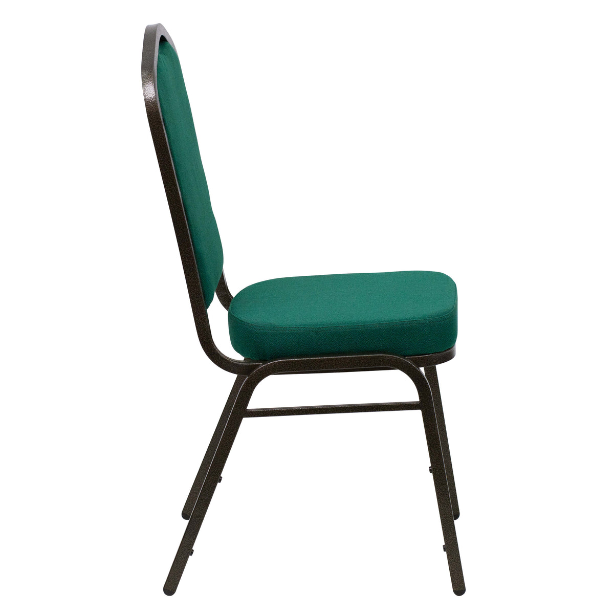 Green Fabric/Gold Vein Frame |#| Crown Back Stacking Banquet Chair in Green Fabric - Gold Vein Frame