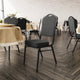 Black Dot Patterned Fabric/Black Frame |#| Crown Back Banquet Stack Chair in Black Dot Patterned Fabric - Black Frame