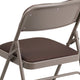 Brown Patterned |#| Curved Triple Braced & Double Hinged Brown Patterned Fabric Metal Folding Chair