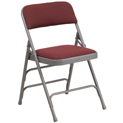 Curved Triple Braced & Double Hinged Upholstered Metal Folding Chair - View 1