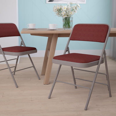 Curved Triple Braced & Double Hinged Upholstered Metal Folding Chair - View 2