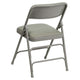 Gray Vinyl/Gray Frame |#| Curved Triple Braced & Double Hinged Gray Vinyl Metal Folding Chair