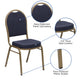 Navy Patterned Fabric/Gold Frame |#| Dome Back Stacking Banquet Chair in Navy Patterned Fabric - Gold Frame