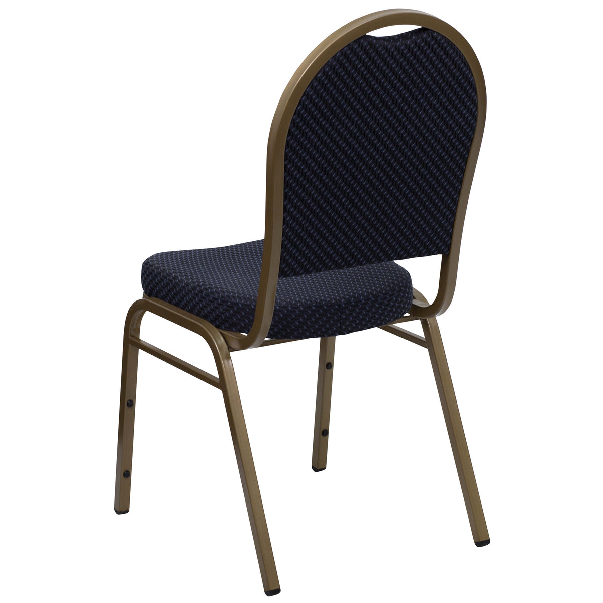 Navy Patterned Fabric/Gold Frame |#| Dome Back Stacking Banquet Chair in Navy Patterned Fabric - Gold Frame