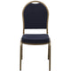 Navy Patterned Fabric/Gold Frame |#| Dome Back Stacking Banquet Chair in Navy Patterned Fabric - Gold Frame