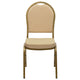 Beige Patterned Fabric/Gold Frame |#| Dome Back Stacking Banquet Chair in Beige Patterned Fabric - Gold Frame