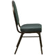 Green Patterned Fabric/Gold Vein Frame |#| Dome Back Stacking Banquet Chair in Green Patterned Fabric - Gold Vein Frame