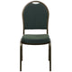 Green Patterned Fabric/Gold Vein Frame |#| Dome Back Stacking Banquet Chair in Green Patterned Fabric - Gold Vein Frame