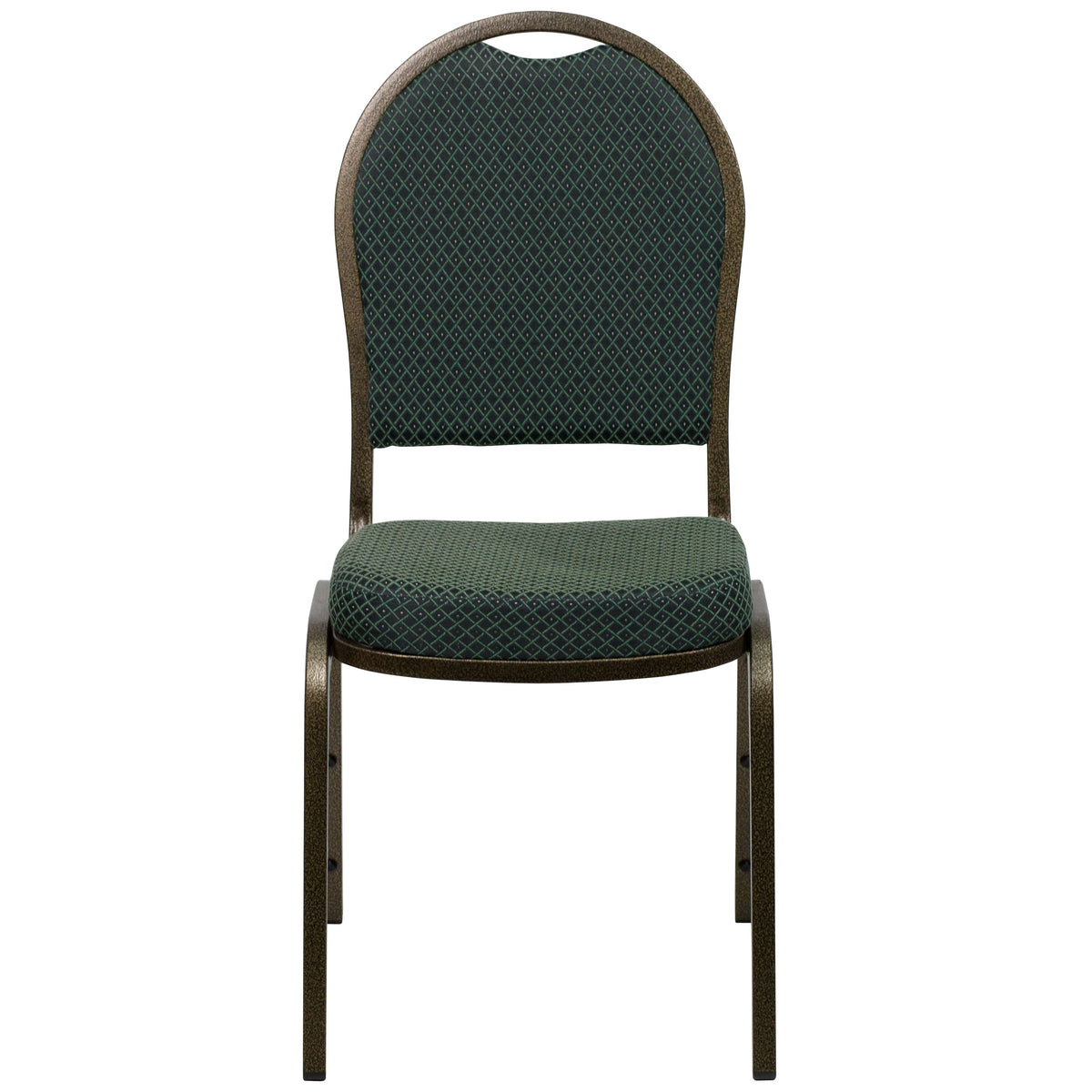 Green Patterned Fabric/Gold Vein Frame |#| Dome Back Stacking Banquet Chair in Green Patterned Fabric - Gold Vein Frame