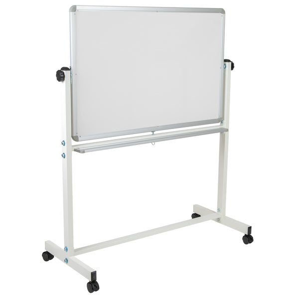 45.25"W x 54.75"H |#| 45.25"W x 54.75"H Double-Sided Mobile White Board with Shelf - Flip Over Board