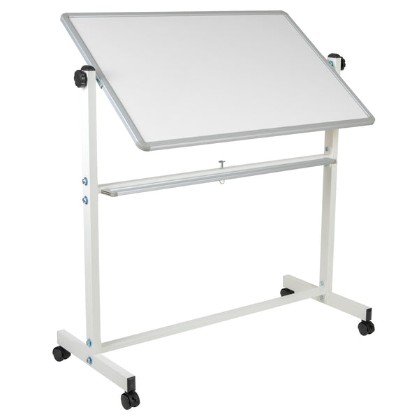 45.25"W x 54.75"H |#| 45.25"W x 54.75"H Double-Sided Mobile White Board with Shelf - Flip Over Board