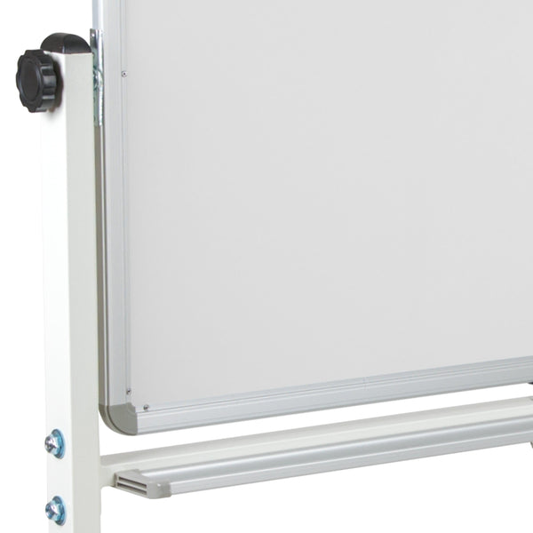 64.25"W x 64.75"H |#| 64.25"W x 64.75"H Double-Sided Mobile White Board with Shelf - Flip Over Board