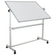 53"W x 62.5"H |#| 53"W x 62.5"H Double-Sided Mobile White Board with Shelf - Flip Over Board