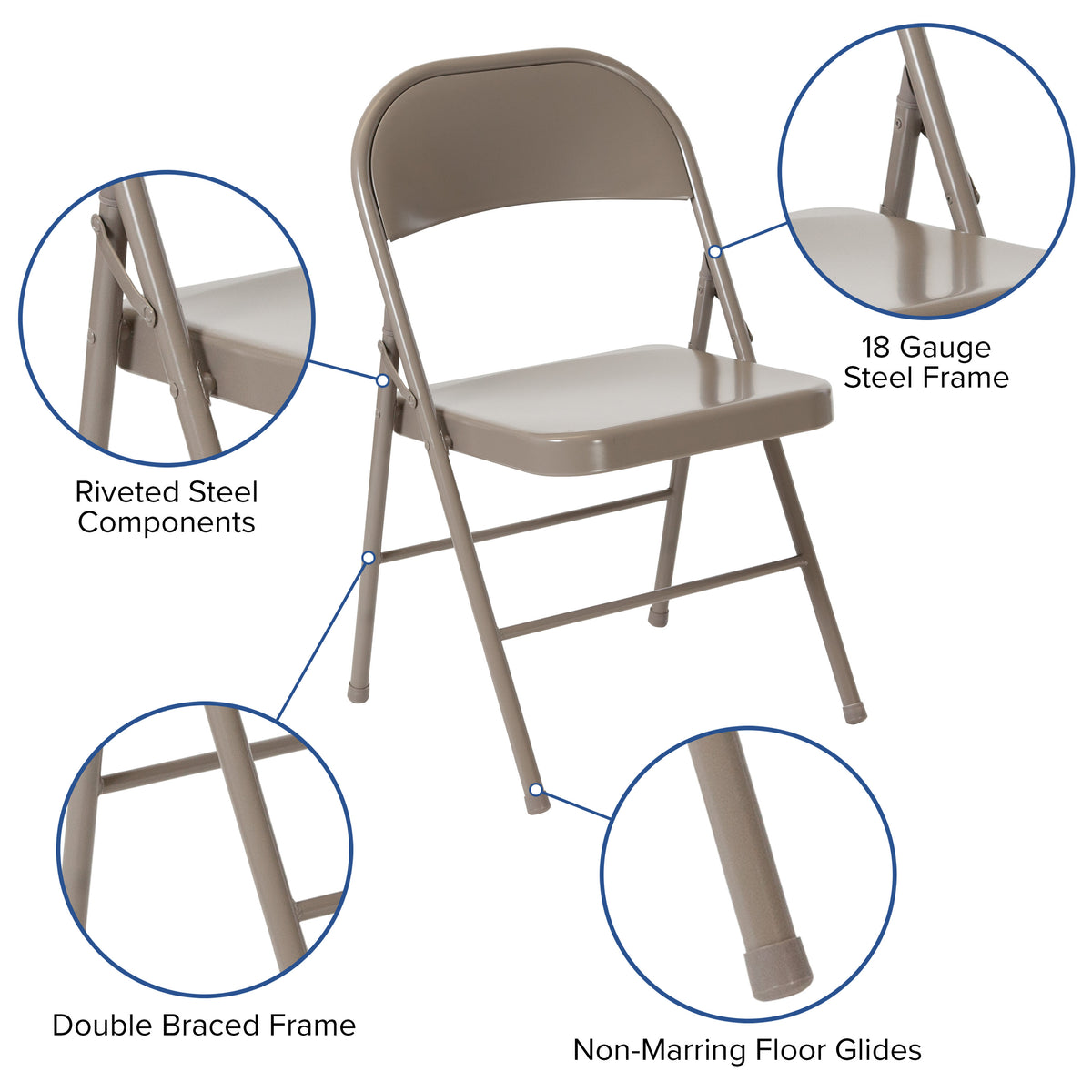 Gray |#| Double Braced Gray Metal Folding Chair - Event Chair - Portable Chair