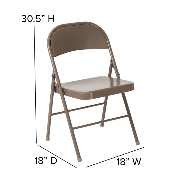 Beige |#| Double Braced Beige Metal Folding Chair - Event Chair - Portable Chair