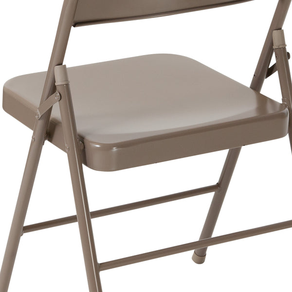 Beige |#| Double Braced Beige Metal Folding Chair - Event Chair - Portable Chair