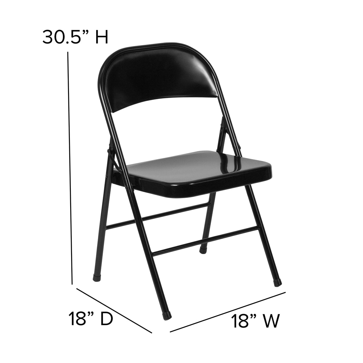 Black |#| Double Braced Black Metal Folding Chair - Event Chair - Portable Chair