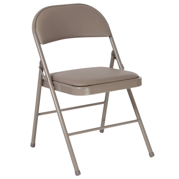 Gray |#| Double Braced Gray Vinyl Folding Chair - Commercial and Event Folding Chairs