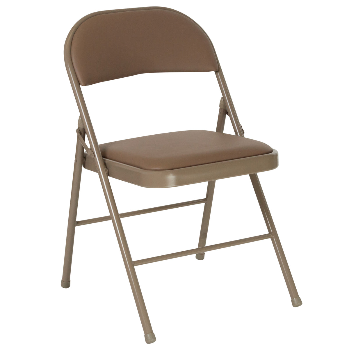 Beige |#| Double Braced Beige Vinyl Folding Chair - Commercial and Event Folding Chairs