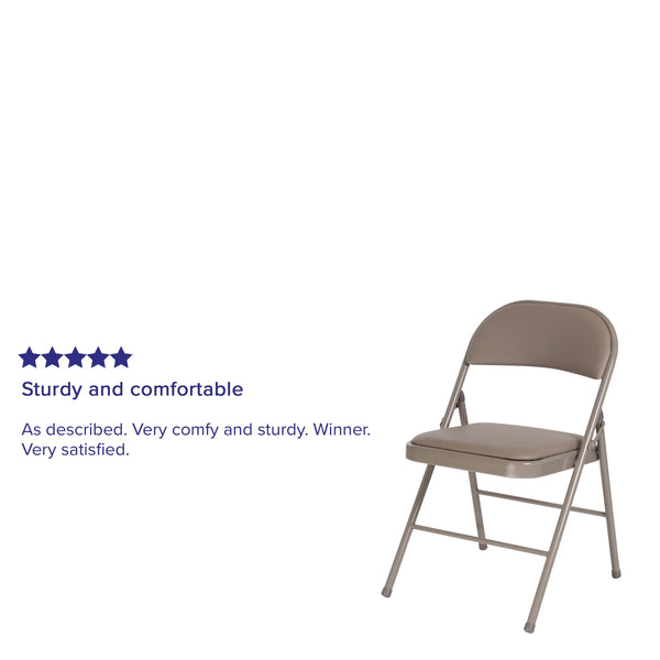 Gray |#| Double Braced Gray Vinyl Folding Chair - Commercial and Event Folding Chairs