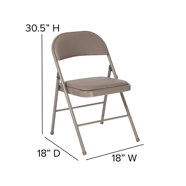 Gray |#| Double Braced Gray Vinyl Folding Chair - Commercial and Event Folding Chairs