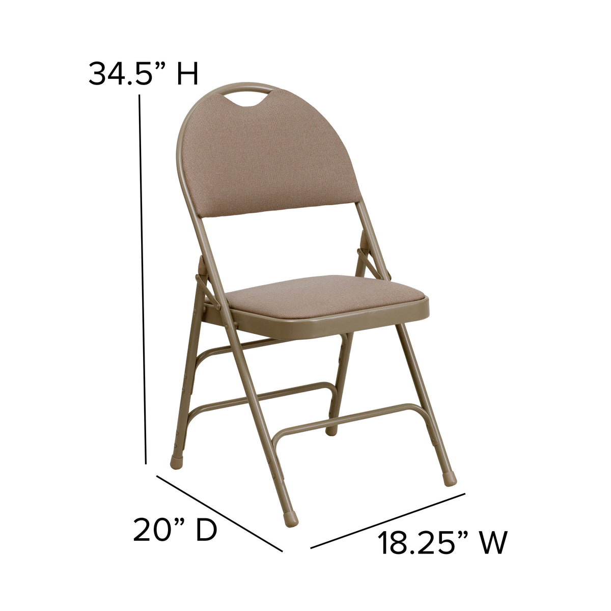 Beige Fabric/Beige Frame |#| Ultra-Premium Triple Braced Beige Fabric Folding Chair with Easy-Carry Handle