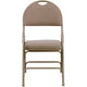 Beige Fabric/Beige Frame |#| Ultra-Premium Triple Braced Beige Fabric Folding Chair with Easy-Carry Handle